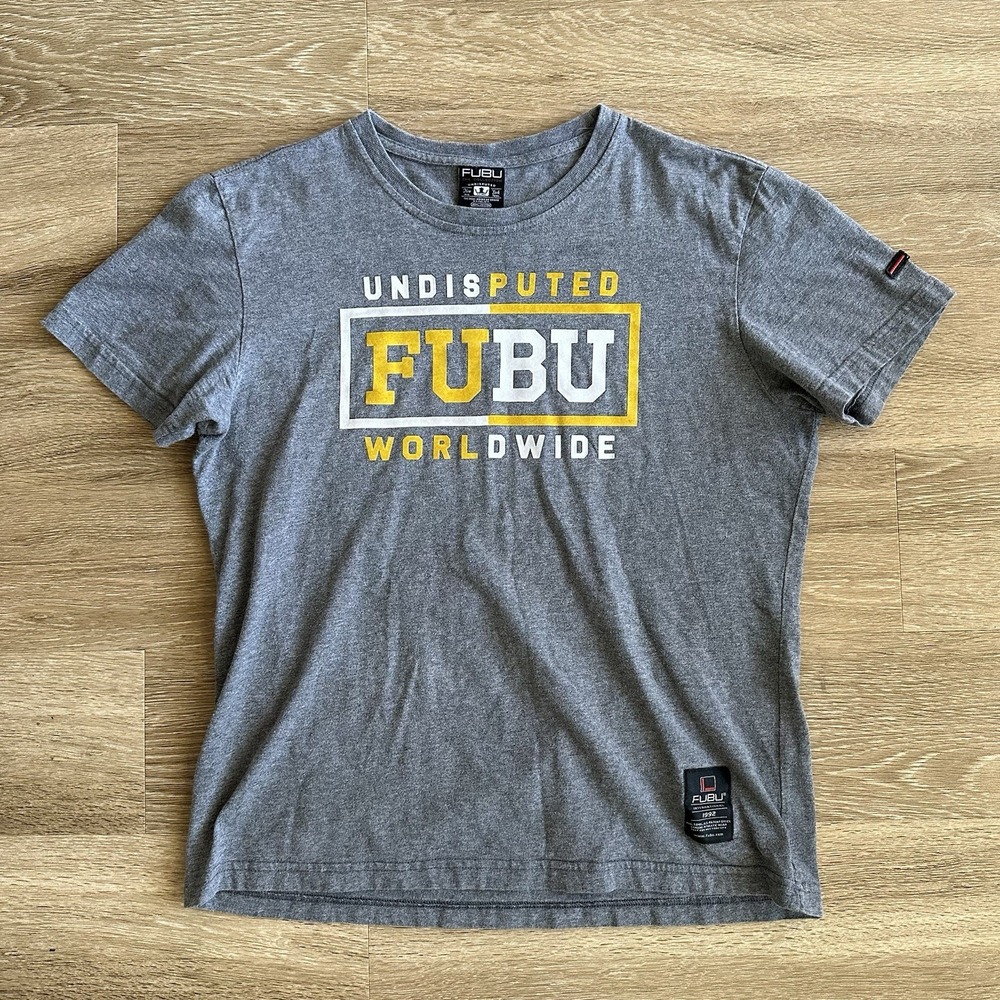 Vintage Y2K 90s FUBU T Shirt Gray Women's Medium